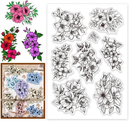 Sfumatore trasparente per stampe - fiori - vintage - pittura - sigillo per craft - pianta - gomma - foto scrapbooking - pittura - album - adatto per la creazione di cartoline - nero
