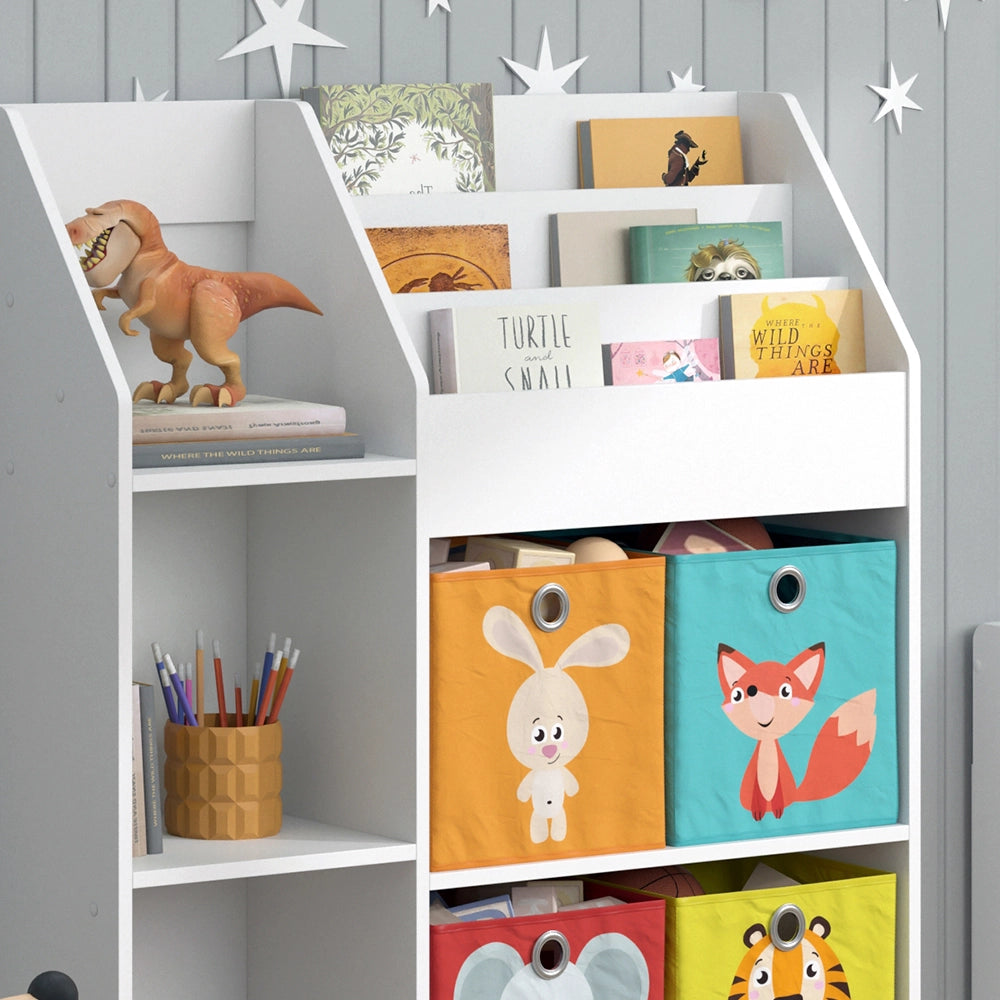 Vicco Libreria bambini Bianco 100.4 x 114.2 cm con 4 scatole pieghevoli (colorate)