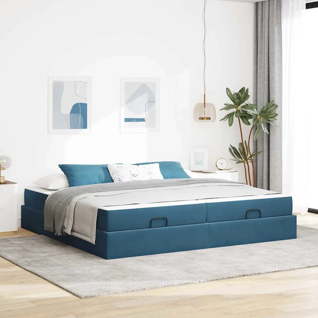 Struttura letto con materasso con materasso 2 pcs Blu Velluto 3399586