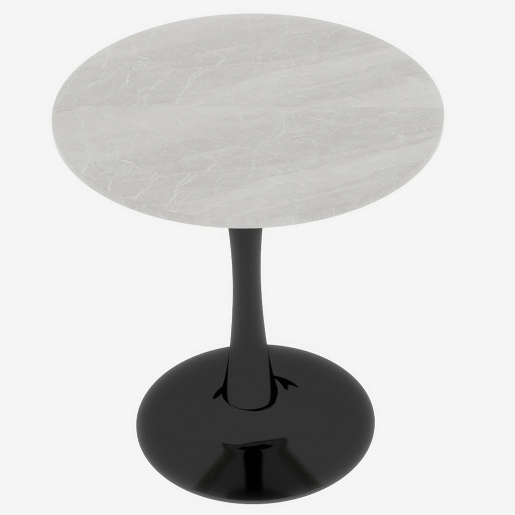Tavolino rotondo 70 cm in marmo artificiale nero e bianco, per 2-4 persone