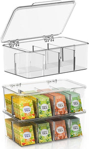 Organizzatore per tè - tazze per tè trasparenti - 3 pezzi - plastica - trasparente