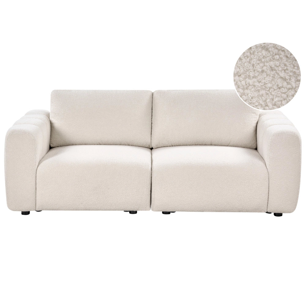 Divano modulare a 2 posti Divano componibile in bouclé bianco sporco in due sezioni Stile moderno e minimalista