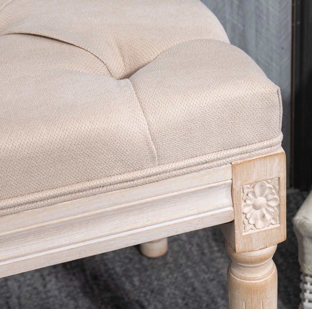Panca Imbottita Vintage con Bottoni 80 x 40 x 43 cm Beige per Ingresso e Camera da Letto