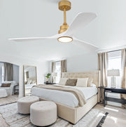 Ventilatore da soffitto Yeavio 52 pollici in legno massello con illuminazione LED dimmerabile e telecomando