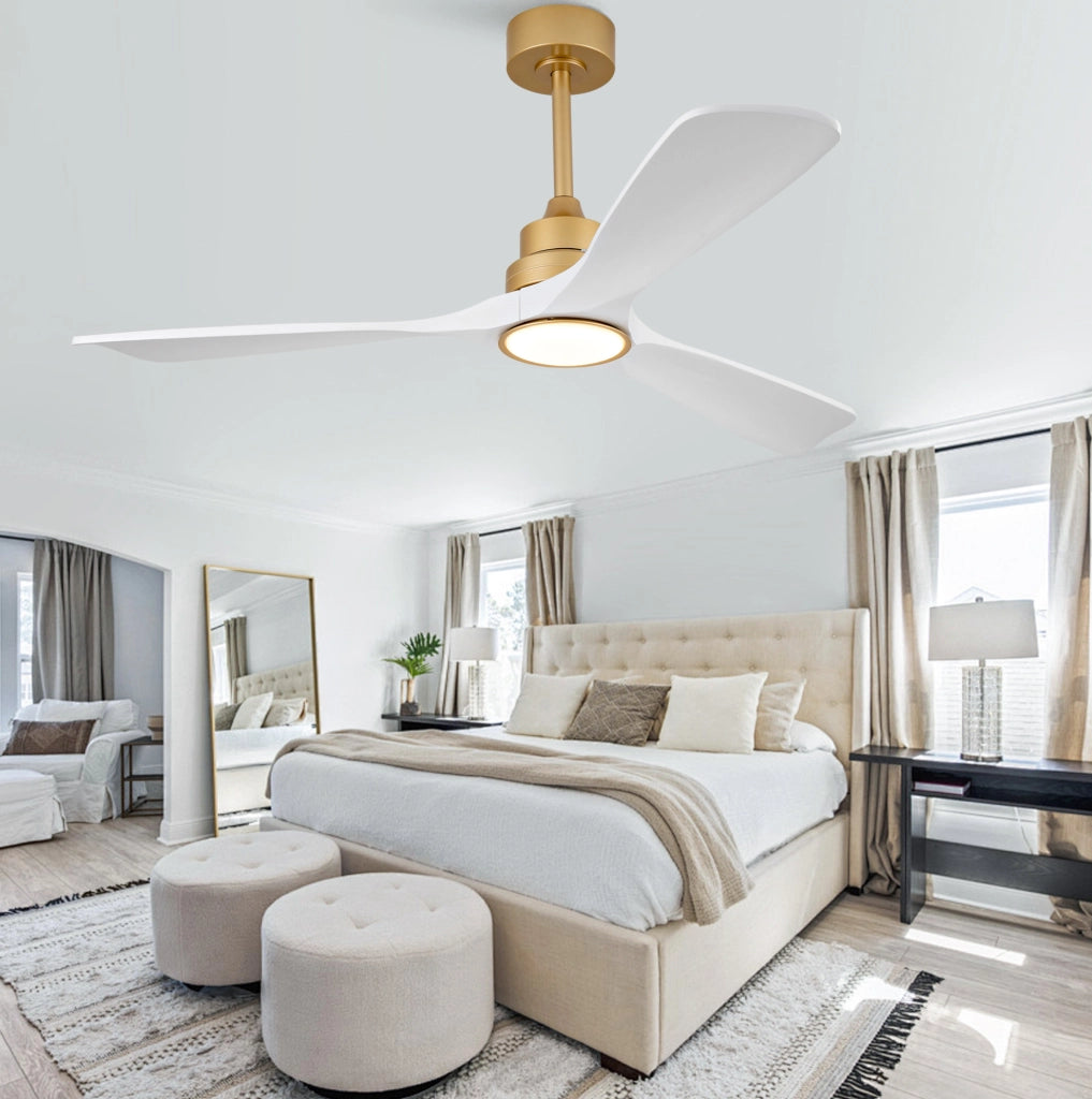 Ventilatore da soffitto Yeavio 52 pollici in legno massello con illuminazione LED dimmerabile e telecomando