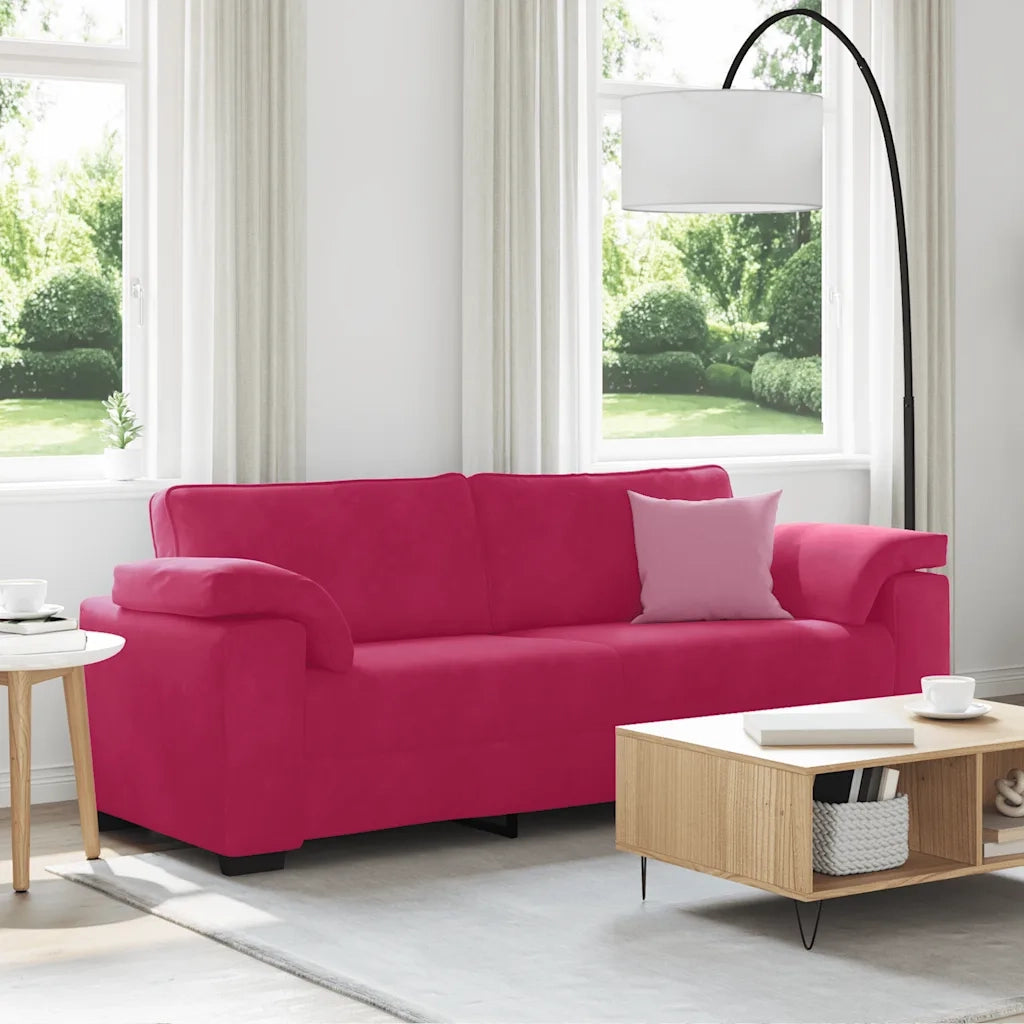 Divano a 3 Posti-Sofa 3 Posti Rosso Vino 178 cm in Velluto