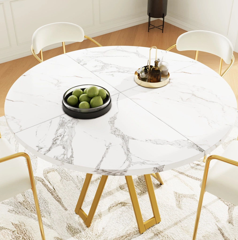 Tavolo da pranzo 100x100x76 cm in MDF effetto marmo