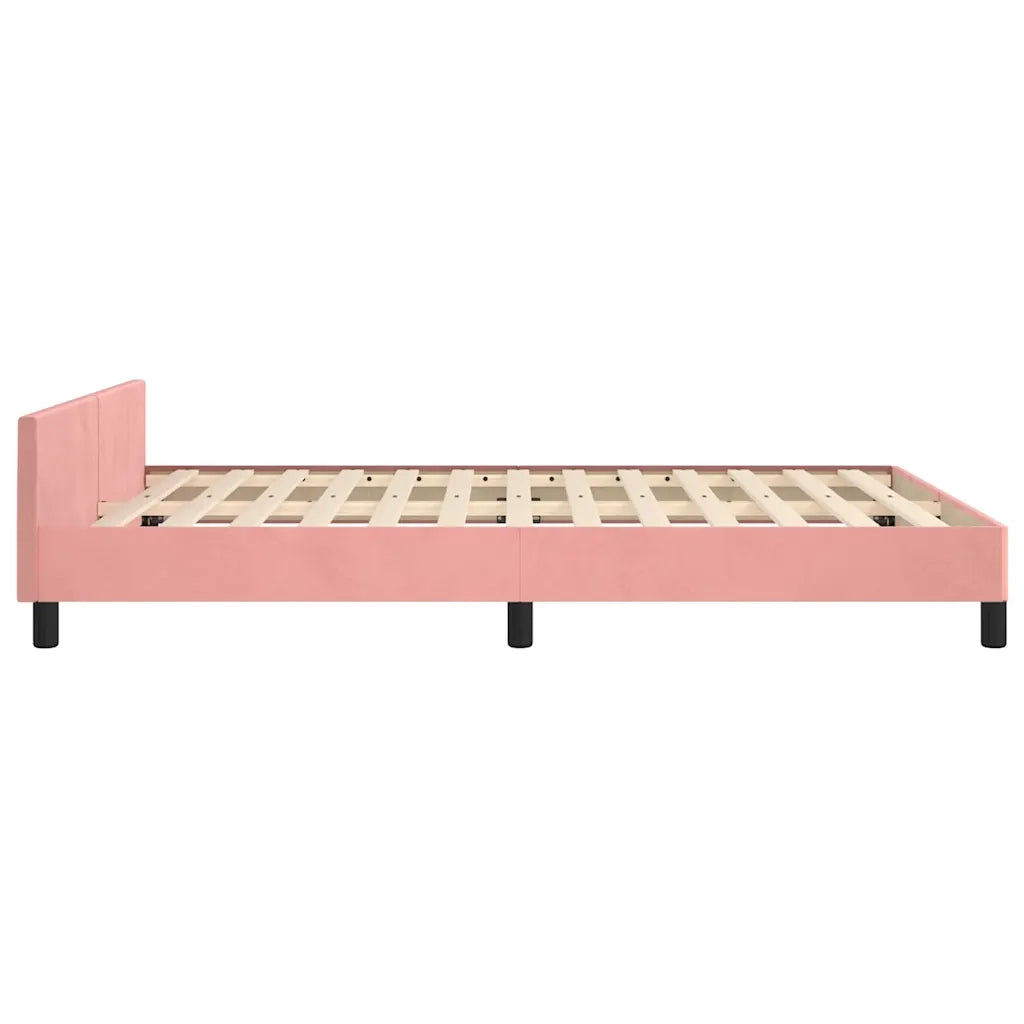 Giroletto con Testiera-Letto con Testiera senza Materasso Rosa 140x190 cm Velluto