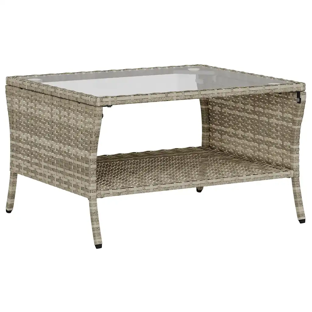 Divano 2 Posti con Cuscini e Tavolo-Sofa 2 Posti con Cuscini e Tavolo Grigio Chiaro Polyrattan