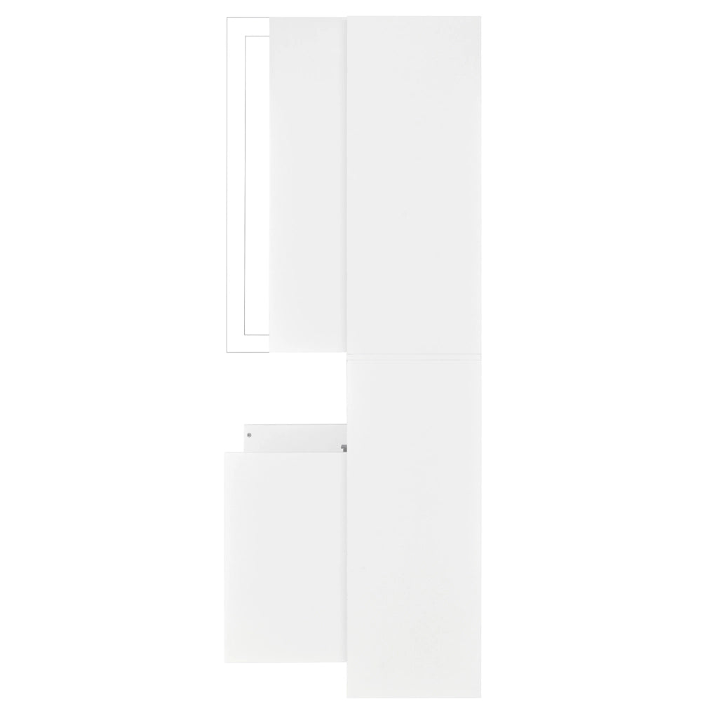 Armadio alto bianco a due sezioni con doppie ante, vetro acrilico centrale, luci LED controllabili via app, ripiano regolabile, 70x35x180 cm