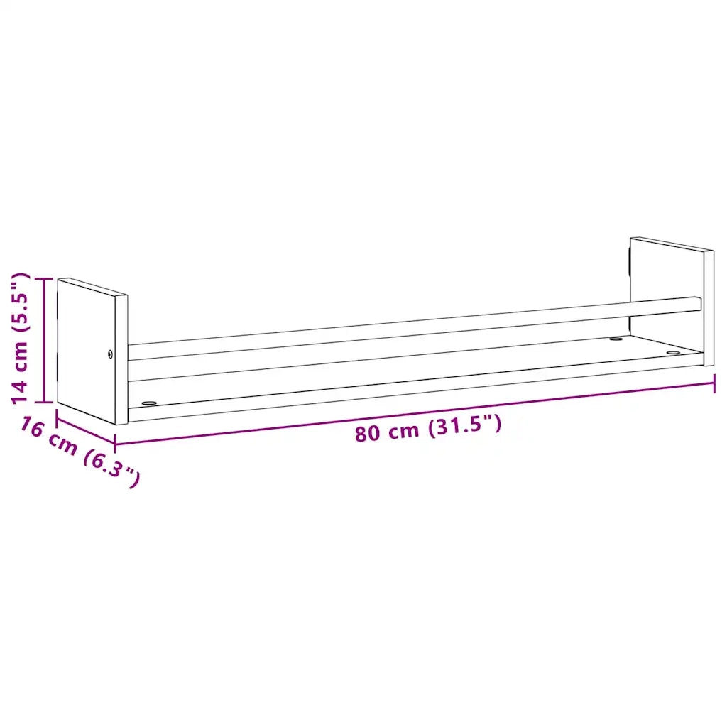2 pz Scaffale da parete | Ripiano a parete | Mensola a parete Rovere artigianale 80 x 16 x 14 cm
