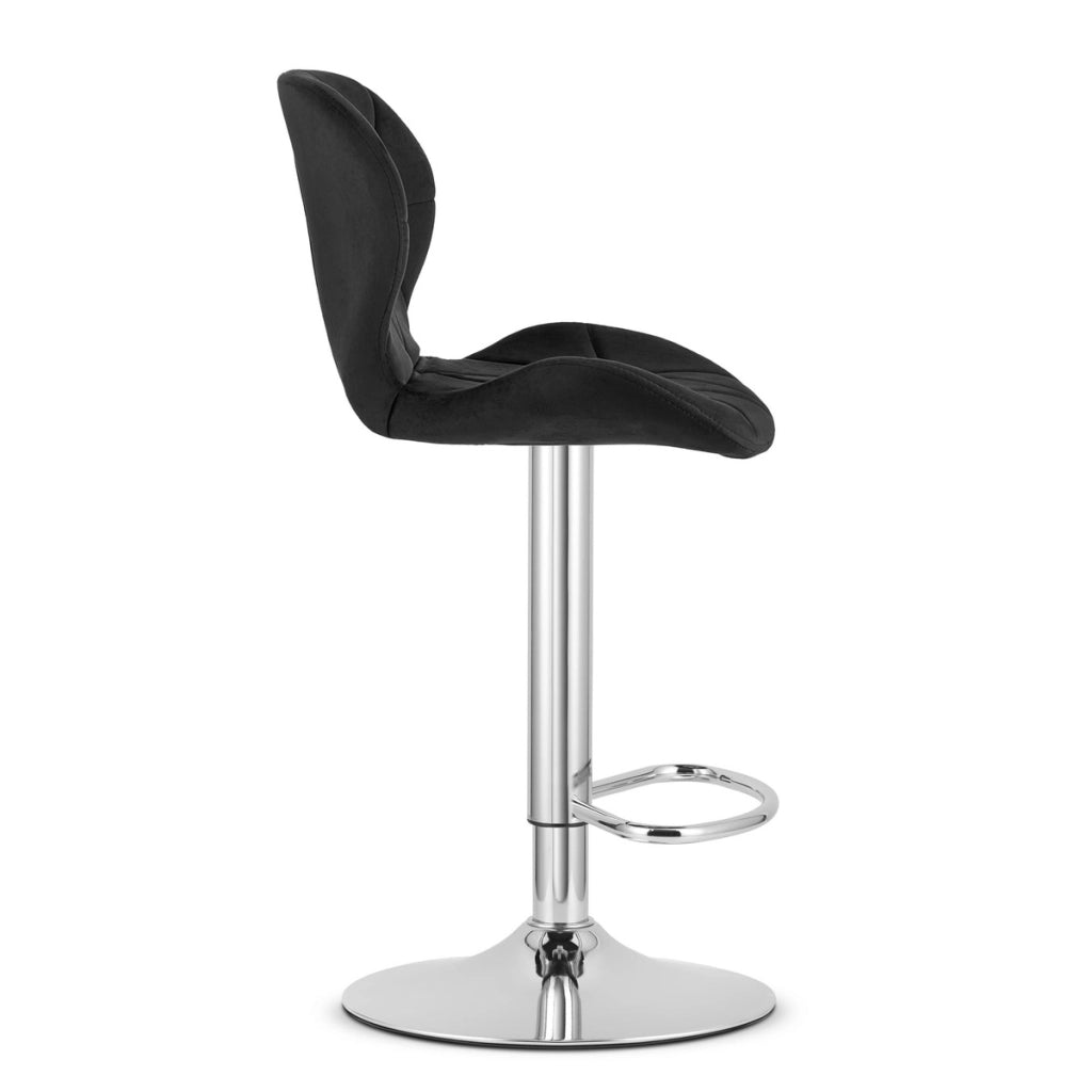 Set di 2 Sgabelli West in Velluto Nero con Base Cromata