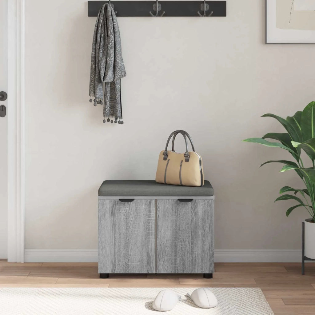 Panca per ingresso con cuscino Sonoma grigia 60 x 38 x 46 cm