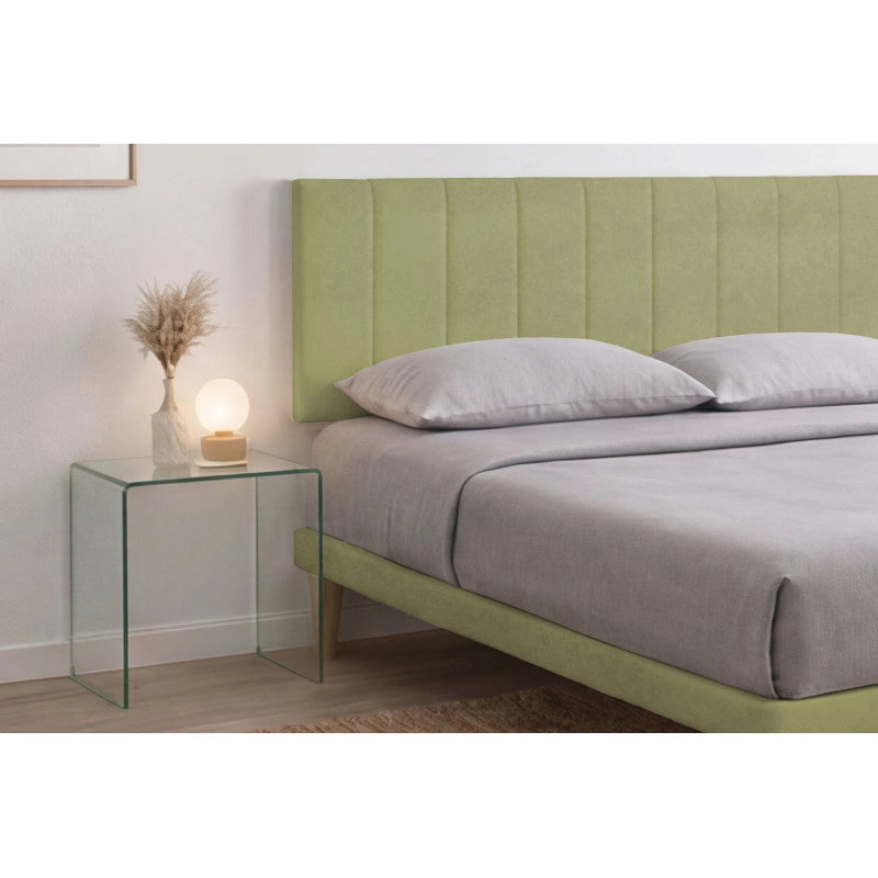 Letto imbottito Letto Matrimoniale alla Francese 140x200 cm Vertical - Con rete,Microfibra,Tè verde