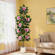 Ficus Artificiale 182 cm con Tronchi Multipli Foglie Real Touch e Vaso