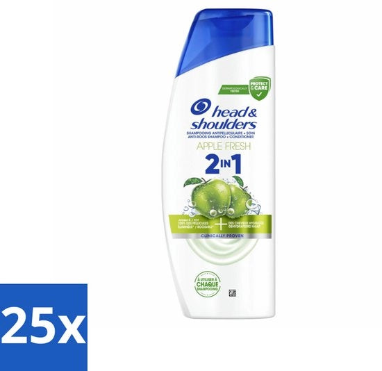 Shampoo e Balsamo 2 in 1 - Fresco di Mele - 300 ml - Confezione in Bulk - 25 pezzi