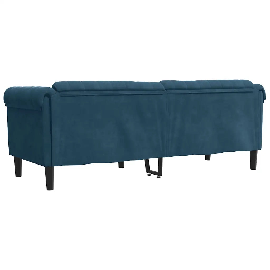 Divano a 3 Posti Blu in Velluto 372593