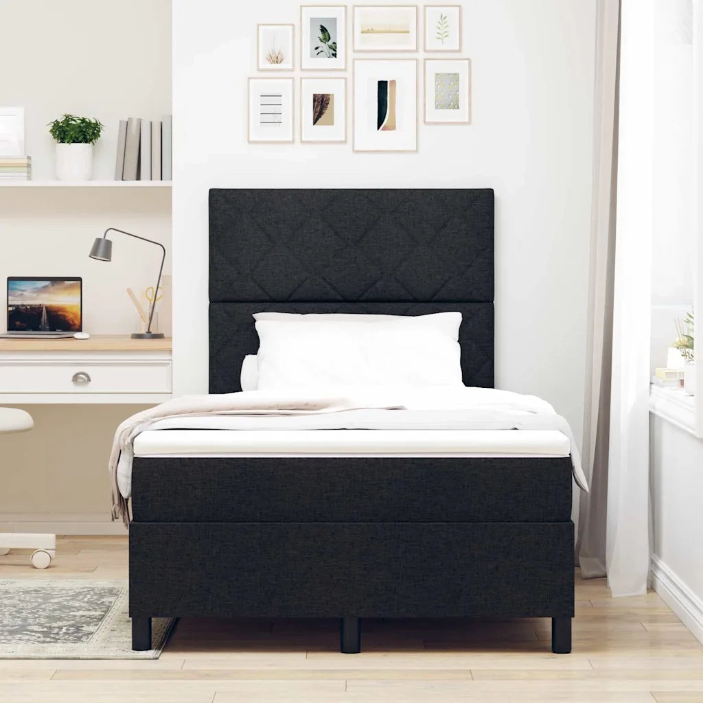 Letto a molle con materasso con led Nero 120 x 200 cm Tessuto