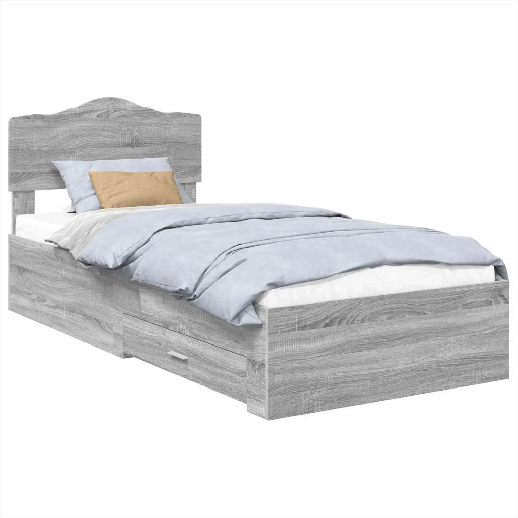 Letto singolo | Letto per adulti | Struttura del letto Grigio Sonoma 90 x 190 cm Legno multistrato