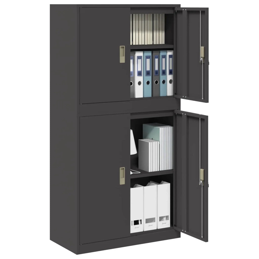 Armadio 2 pz Nero 80 x 40 x 160 cm Acciaio Bloccabile 3438729