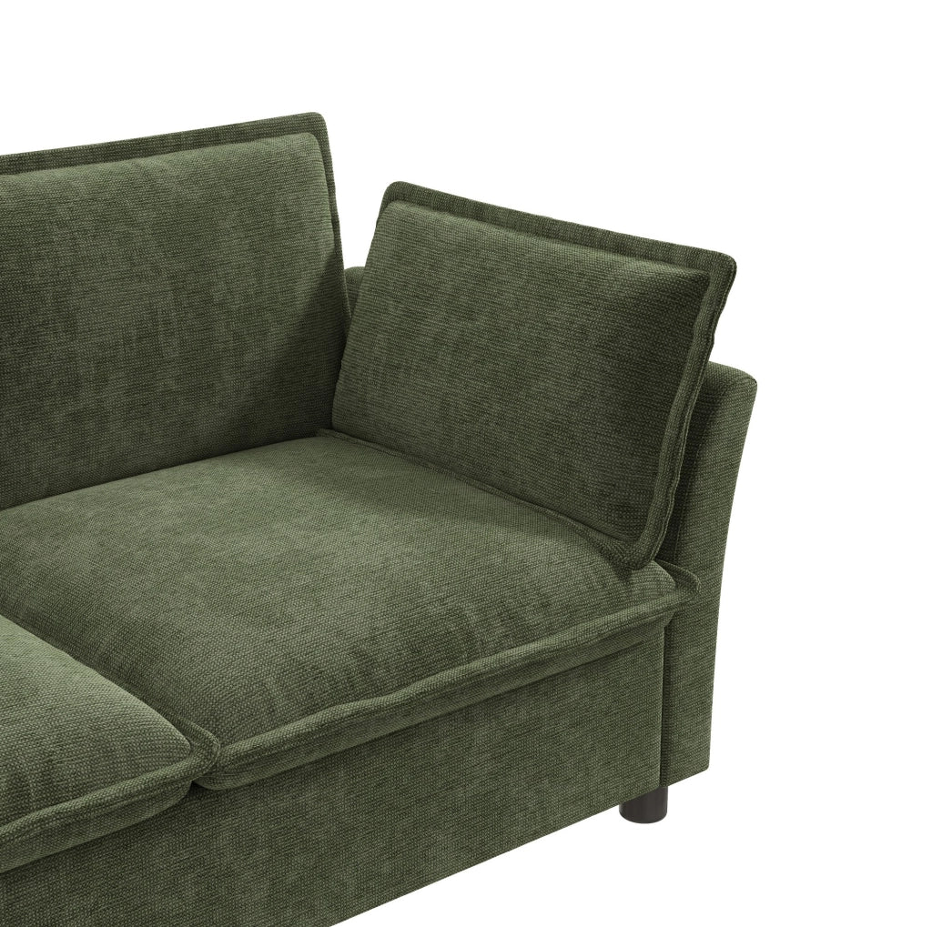 Divano modulare 3 posti in chenille 220 cm; verde