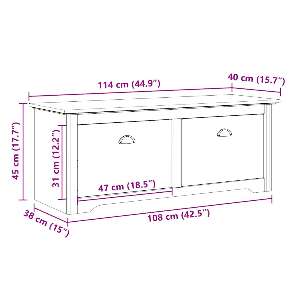 Panca da Ingresso BODO Bianca e Marrone 114x40x45 cm