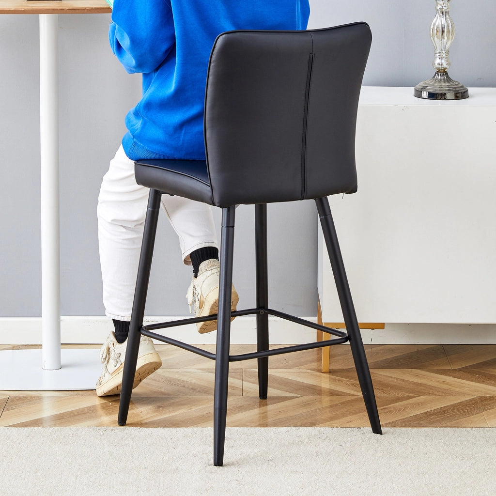 Set di 2 sgabelli da bar neri in PU con schienale ergonomico, struttura in metallo e altezza 101 cm
