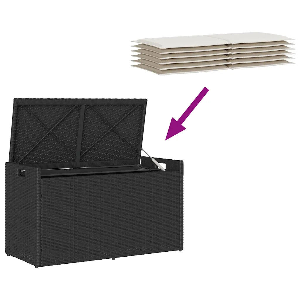 Cassapanca da Esterno con Cuscino Nera 100 cm in Polyrattan 4104060