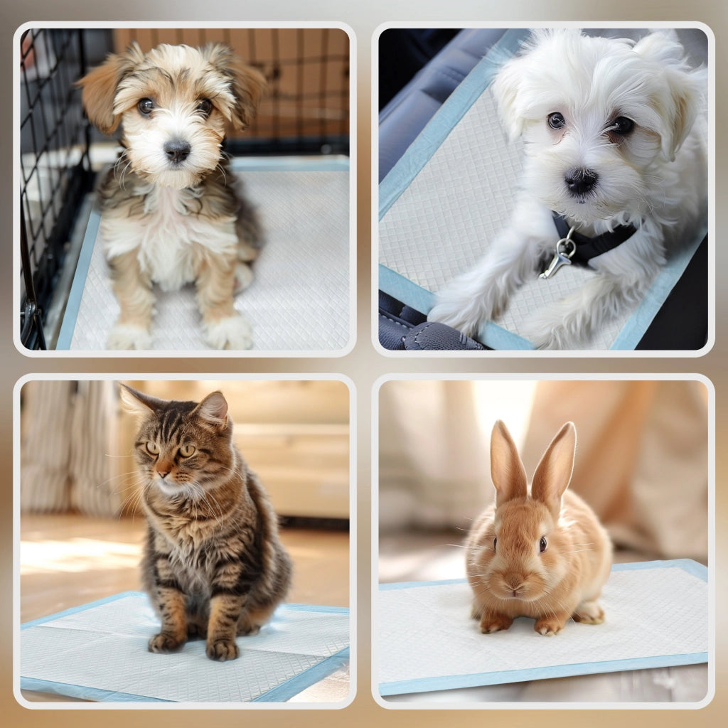 Set 80 Tappetini Igienici per Cani a 6 Strati in Tessuto non Tessuto, Carta e PE, 60x60 cm, Blu e Bianco