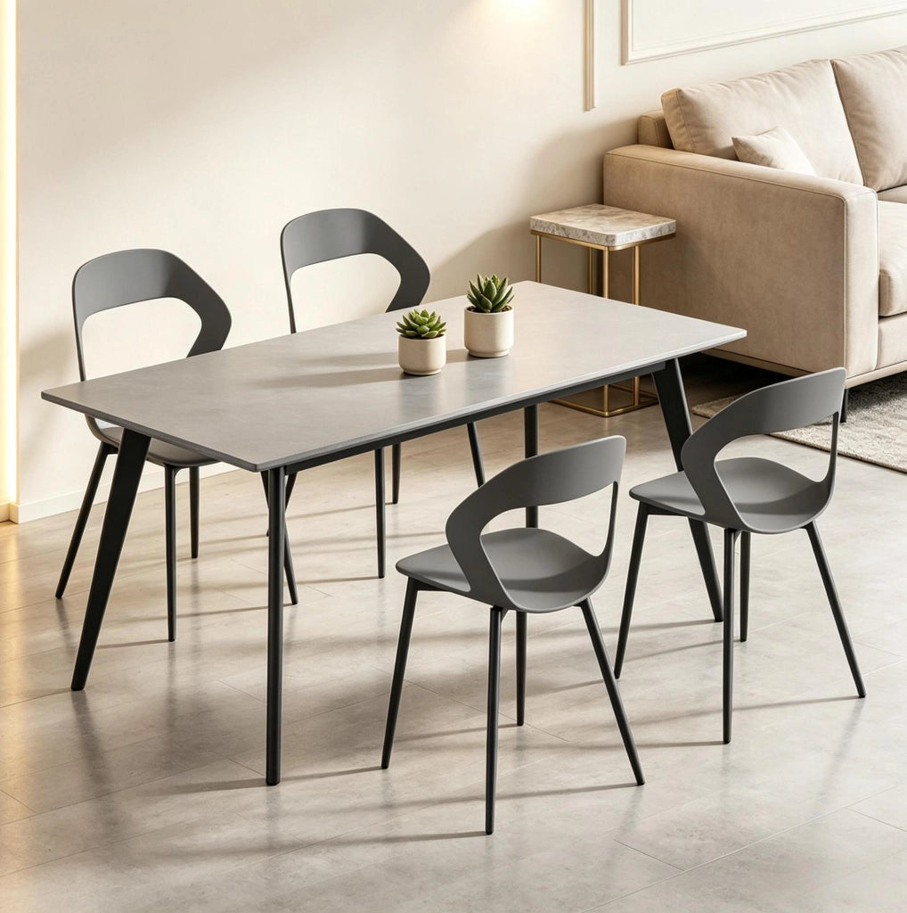 Set di 4 sedie da pranzo 51x44x83 cm in PP grigio con gambe in metallo