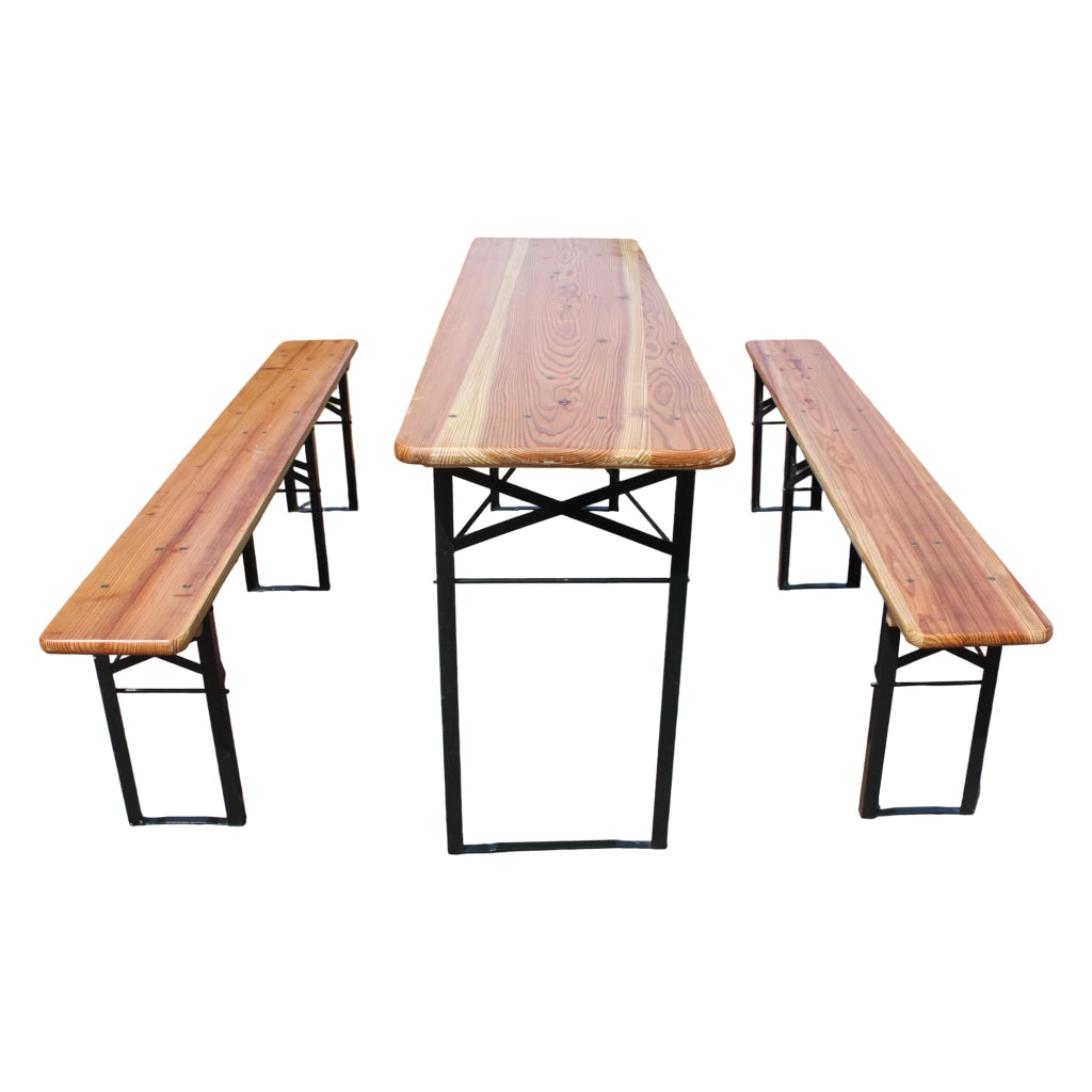 Set birreria pieghevole 3 pezzi 177 cm in legno naturale; tavolo e panche da esterno