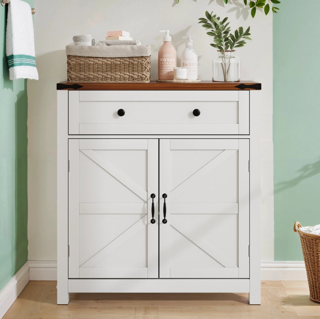 Mobile contenitore stile rustico con ripiano effetto noce, 76x30x83 cm