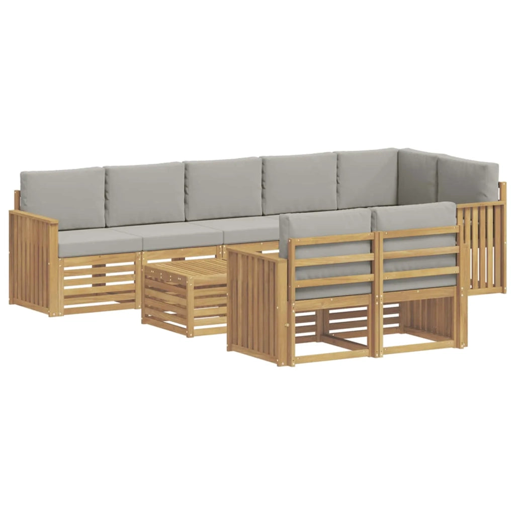 Set di divani da esterno 9 pcs Bianco e Grigio Chiaro 3392071