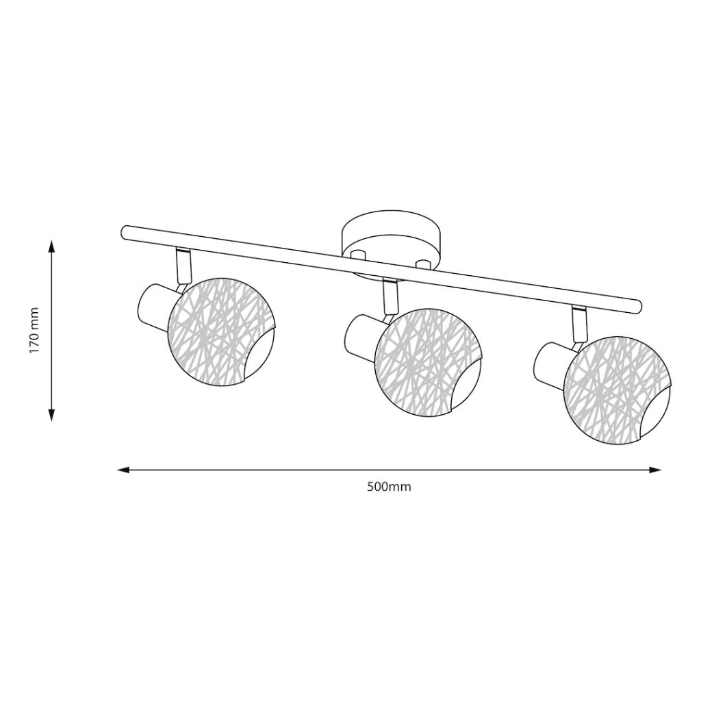 Plafoniera barra cashmere 3 faretti orientabili E14 DEX