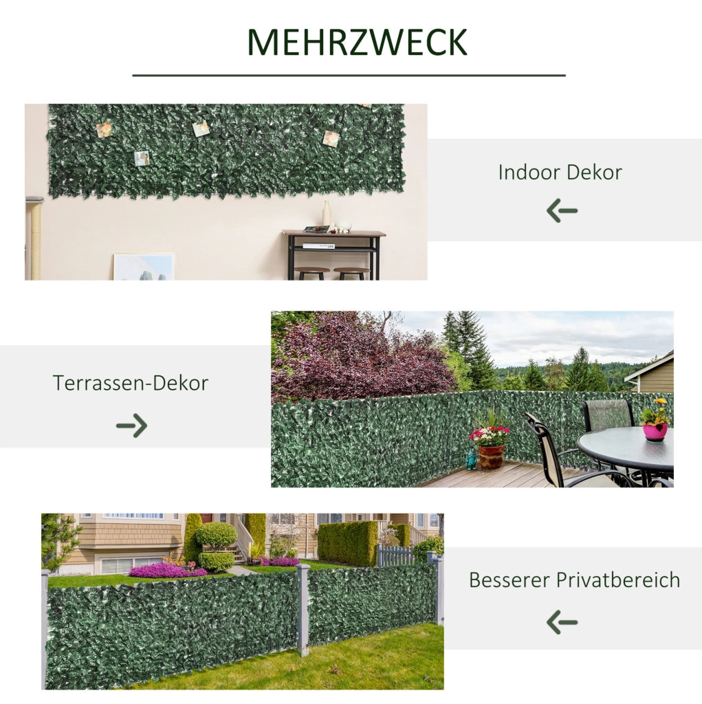 Siepe artificiale frangivista 300x100 cm in plastica verde scuro resistente ai raggi UV