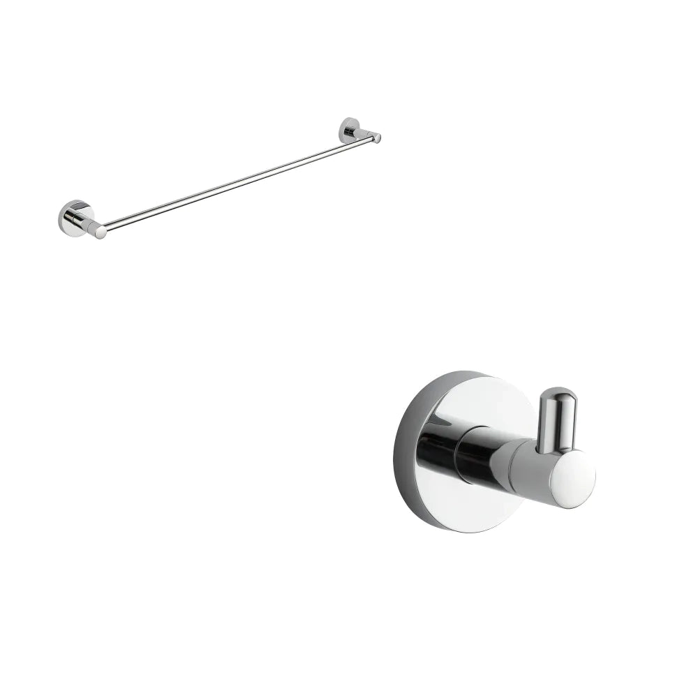 Set da bagno cromato 2 accessori: porta asciugamani 52cm e appendino singolo | Hook
