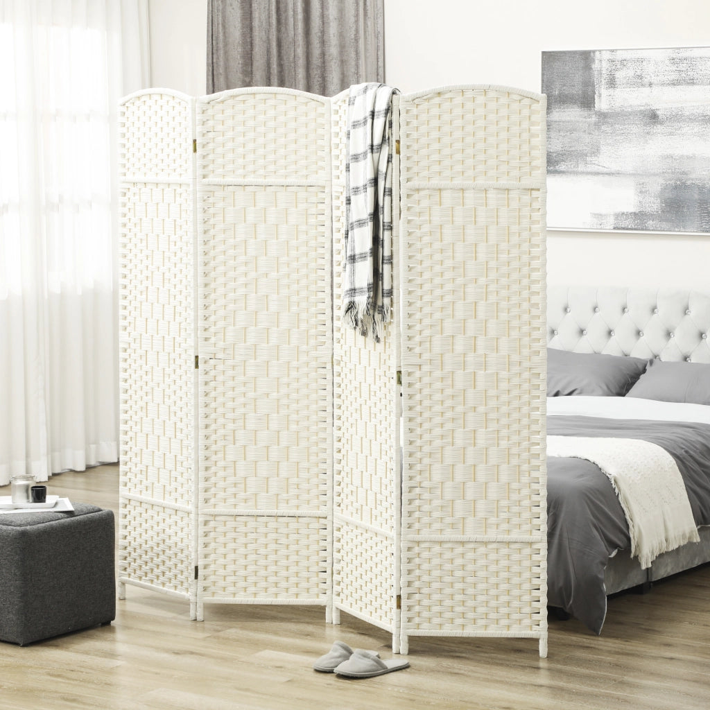 Paravento divisorio 4 pannelli pieghevole ¨C Xylo ¨C legno bianco 180x180 cm
