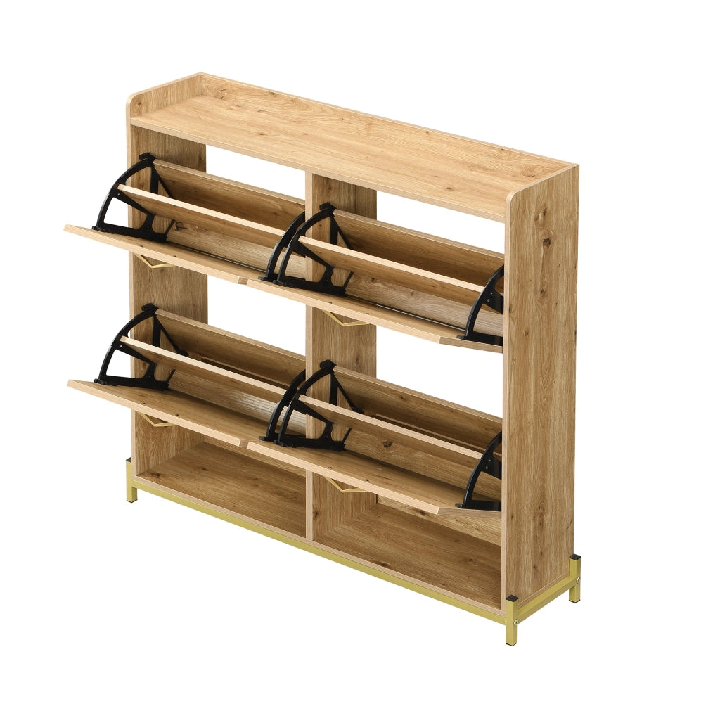 Scarpiera 108;5 x 24 x 100 cm in MDF color legno con struttura in metallo HOMVRA