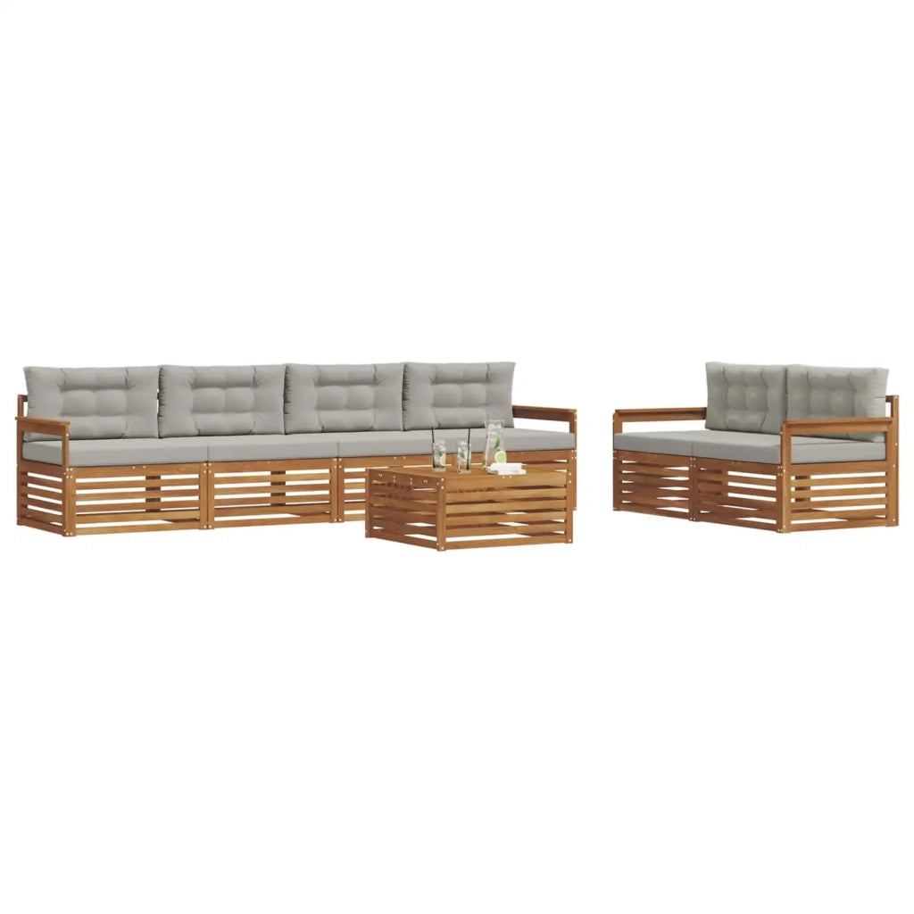 Set di divani da esterno 7 pcs Grigio Naturale e Chiaro 3373046