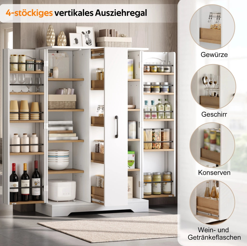 Armadio da cucina bianco in MDF con ripiani e cassetto estraibile