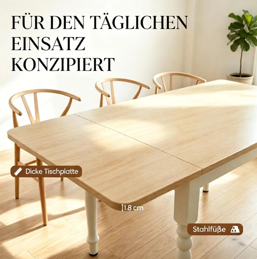 Tavolo da pranzo pieghevole estensibile 74-134 cm rovere bianco