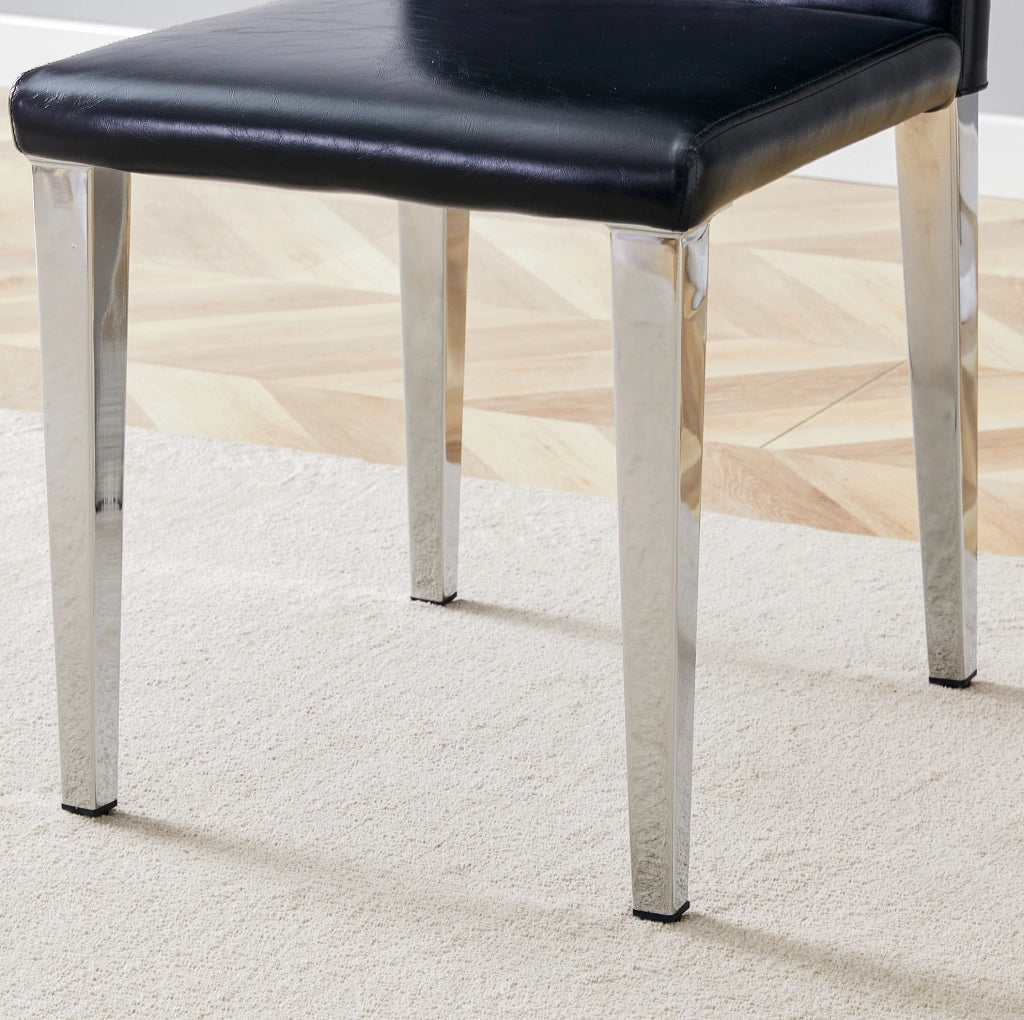 Set di 6 sedie da pranzo 47x38x90 cm in metallo e PU nero argento