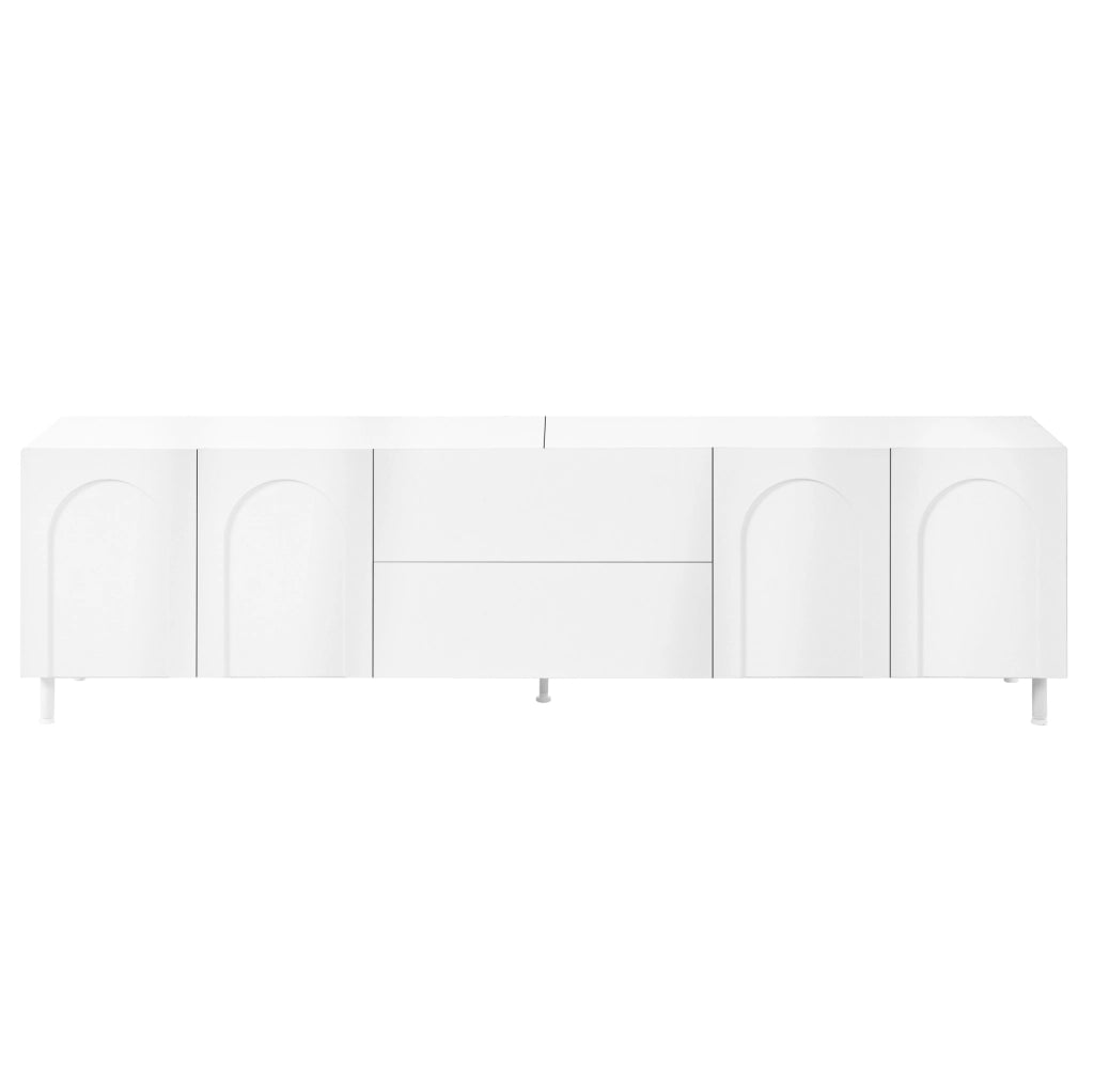 Set mobili soggiorno con mobile TV 180 cm e tavolino 100 cm bianco HOMVRA