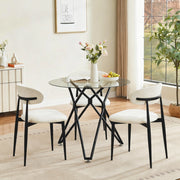 Tavolo da pranzo rotondo 90 cm in vetro temperato con gambe in metallo nero, adatto per 1-4 persone