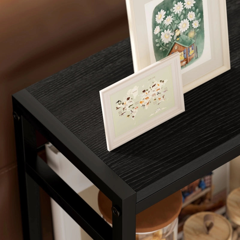 Tavolino laterale 43x18x62.5 cm con 3 ripiani in truciolato nero