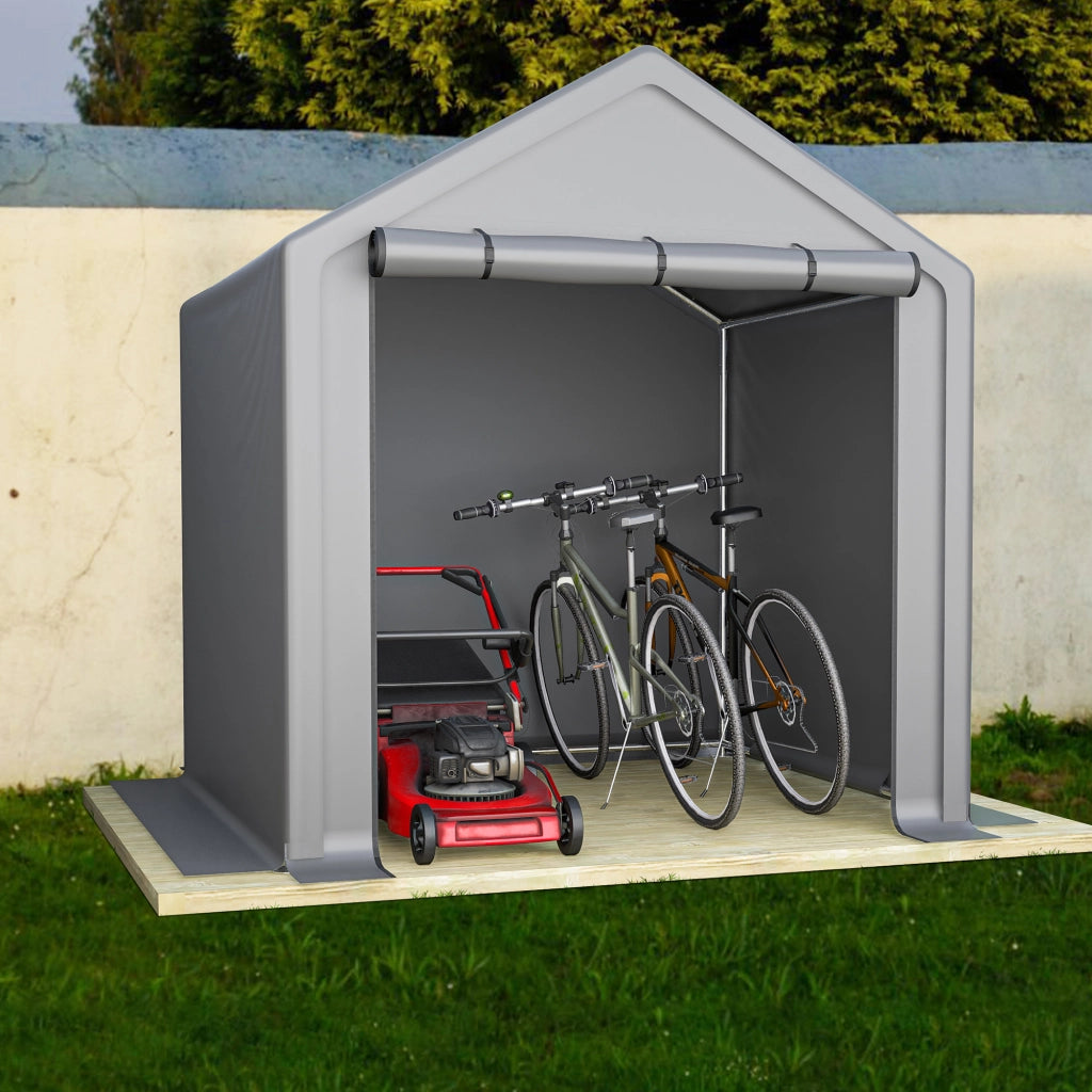 Ricovero per biciclette con struttura in acciaio zincato e telo PE impermeabile grigio scuro 190 × 170 × 200 cm