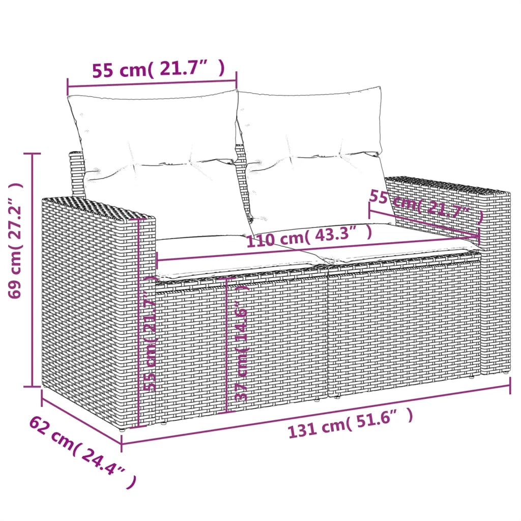 Set Divani da Giardino 11 pz con Cuscini in Polyrattan Grigio 3224751