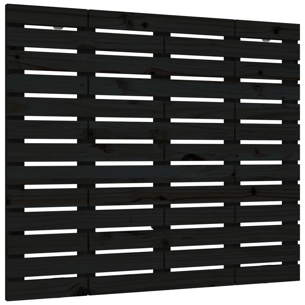 Testiera da Parete-Testiera a Muro-Testata Decorativa Nera 126x3x91,5cm in Legno Massello di Pino
