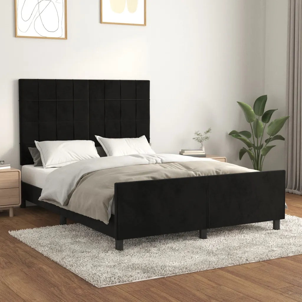 Giroletto senza Materasso-Struttura Letto Nero 140x200 cm in Velluto 911672
