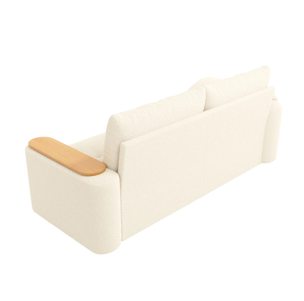 Divano modulare 2 posti in teddy beige con contenitore e tavolino